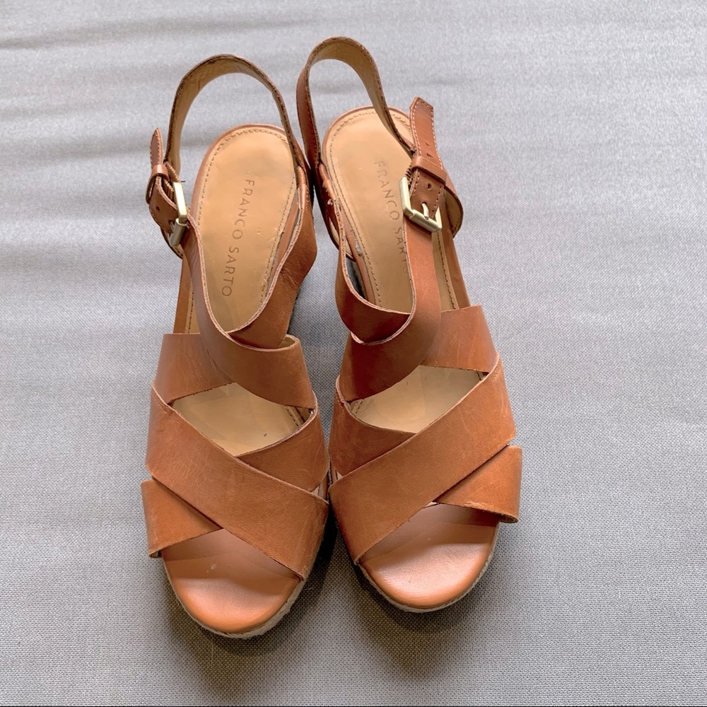 Franco Sarto Leather Wedge Sandals.  Size 7.